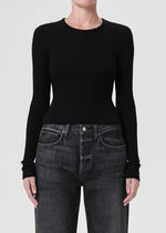 Load image into Gallery viewer, Alma Shrunken Crewneck Long Sleeve in Black
