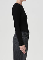 Load image into Gallery viewer, Alma Shrunken Crewneck Long Sleeve in Black
