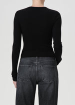 Load image into Gallery viewer, Alma Shrunken Crewneck Long Sleeve in Black
