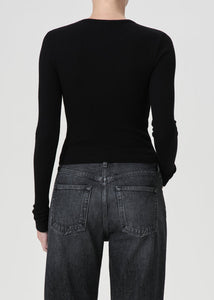 Alma Shrunken Crewneck Long Sleeve in Black