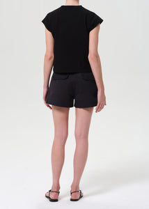 Kiva Mid Rise Cargo Short in Washed Black