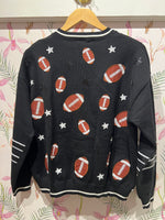 Load image into Gallery viewer, Football and Stars Cardigan in Black
