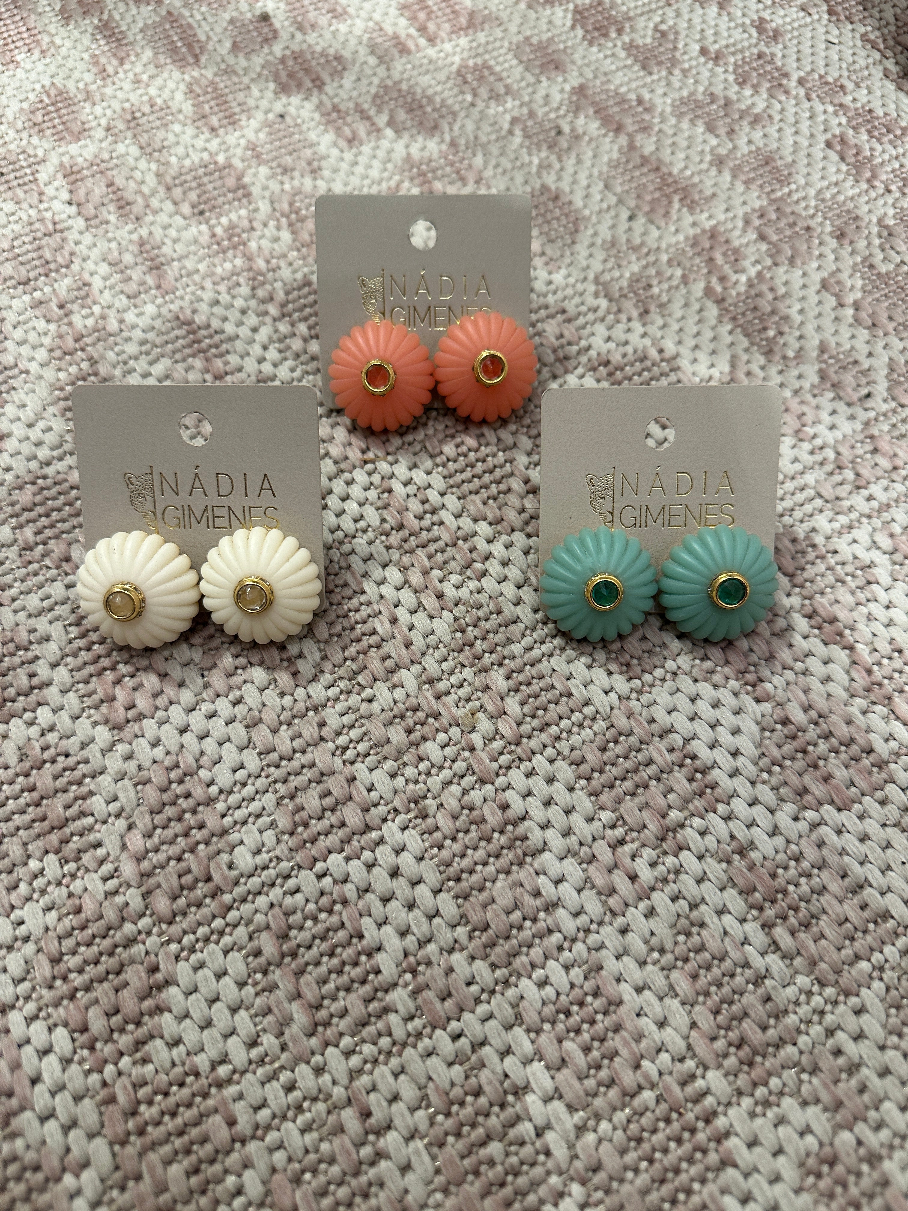 Medium Lamp Button Earring in Coral