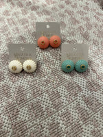 Load image into Gallery viewer, Medium Lamp Button Earring in Coral
