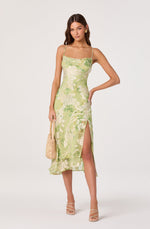 Load image into Gallery viewer, Gaia Midi Dress in Light Green Floral
