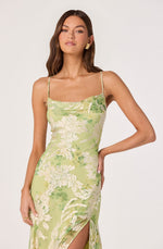 Load image into Gallery viewer, Gaia Midi Dress in Light Green Floral
