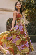 Load image into Gallery viewer, Blythe Dress in Green Rust Floral
