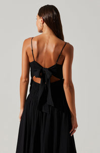 Andrina Smocked Midi Dress in Black