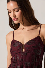 Load image into Gallery viewer, Lupin Pleated Tiered Maxi Dress in Wine Floral
