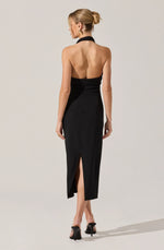 Load image into Gallery viewer, Alanna Halter Cowl Neck Dress in Black
