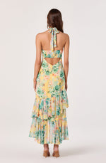 Load image into Gallery viewer, Bethina Maxi Dress in Yellow Green Floral
