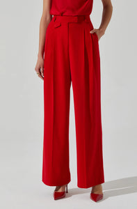 Bryony High Waisted Trouser Pants in Red