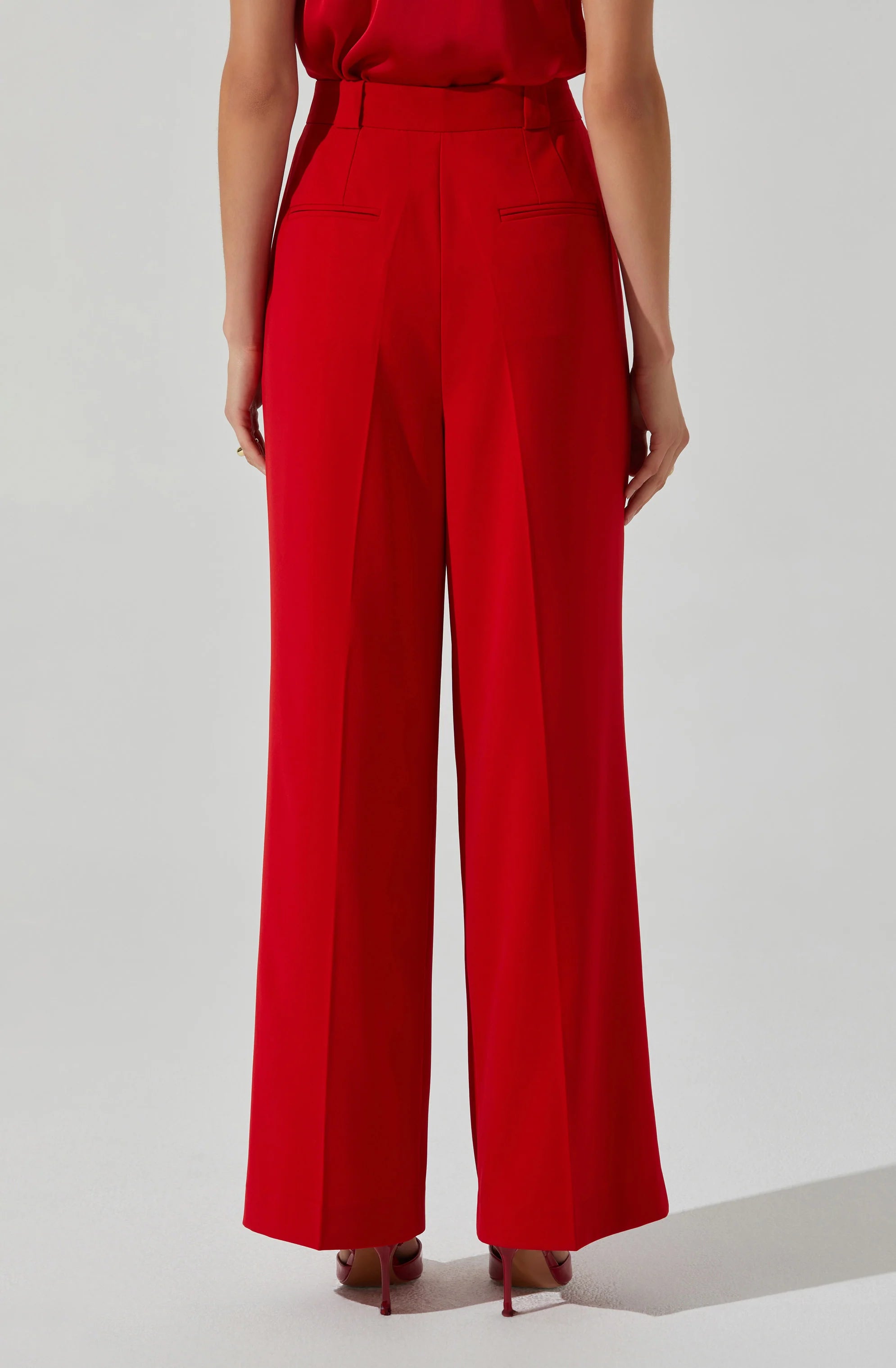 Bryony High Waisted Trouser Pants in Red