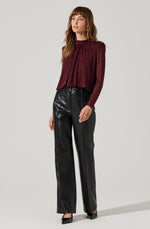 Load image into Gallery viewer, Balsa Mock Neck Rhinestone Top in Wine
