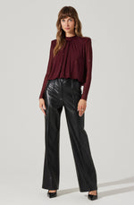 Load image into Gallery viewer, Balsa Mock Neck Rhinestone Top in Wine
