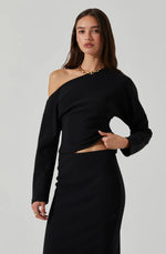 Load image into Gallery viewer, Kana Off Shoulder Asymmetric Top in Black
