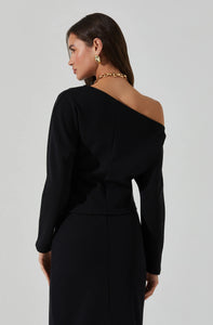 Kana Off Shoulder Asymmetric Top in Black