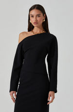 Load image into Gallery viewer, Kana Off Shoulder Asymmetric Top in Black
