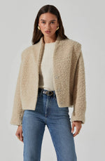 Load image into Gallery viewer, Nona Boxy Collarless Jacket in Oatmeal
