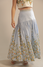 Load image into Gallery viewer, Aisha Maxi Skirt in Orange Border Blue

