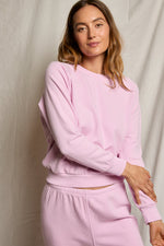 Load image into Gallery viewer, Alexi French Terry Raglan Crew Sweatshirt in Sugar Pink
