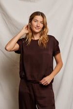 Load image into Gallery viewer, Delphine Satin Tee in Blackberry
