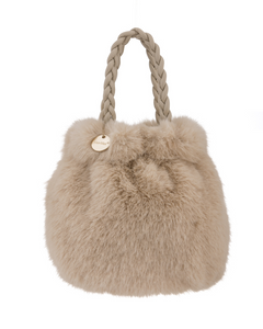 Mini Faux Fur Purse in Beige