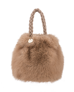 Mini Faux Fur Purse in Camel