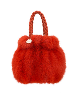 Mini Faux Fur Purse in Orange