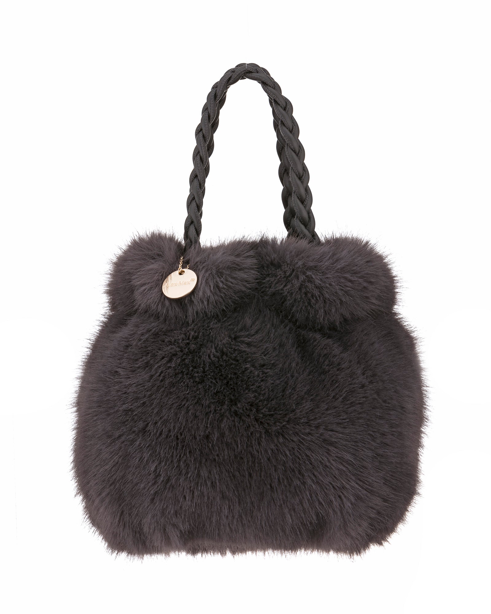 Mini Faux Fur Purse in Dark Grey