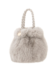 Mini Faux Fur Purse in Light Grey