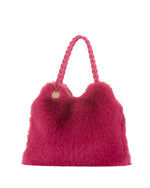 Load image into Gallery viewer, Faux Fur Purse with Braided Handle in Fuchsia
