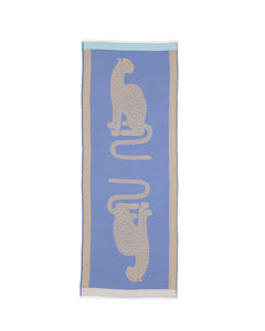 Sitting Big Cat Scarf in Blue