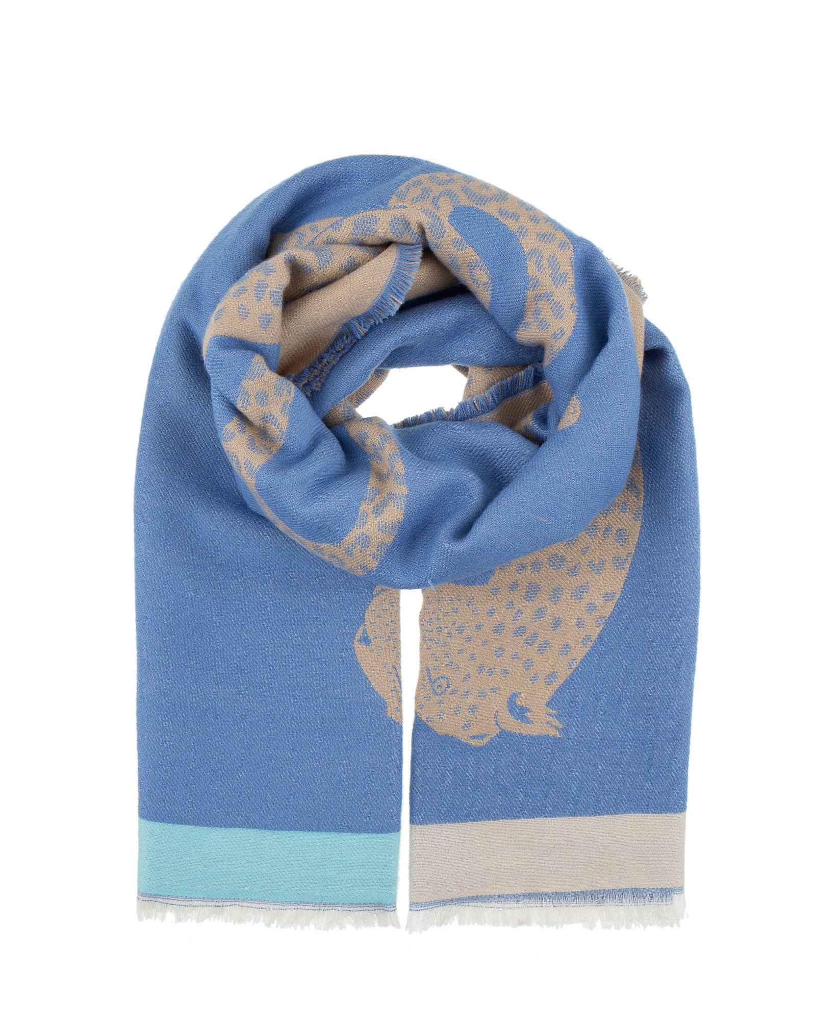 Sitting Big Cat Scarf in Blue