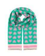 Load image into Gallery viewer, Heart Scarf with Stripe Trim in Green
