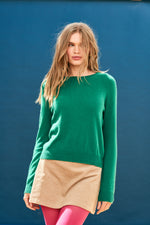 Load image into Gallery viewer, Cashmere Crop Crew Sweater in Olive Green
