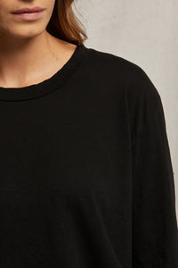 Axel Long Sleeve Boxy Crew Tee in True Black