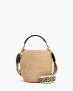 Load image into Gallery viewer, Adjustable Crossbody Strap in Black/Cream Checker w/ Black Tabs

