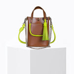 Load image into Gallery viewer, Ame Calf Leather Bag in Tan Lime
