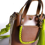 Load image into Gallery viewer, Ame Calf Leather Bag in Tan Lime
