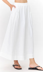 Load image into Gallery viewer, Ana Poplin A-Line Midi Skirt in White
