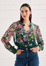 Load image into Gallery viewer, Annabelle Top in Emerald Garden Enchantment
