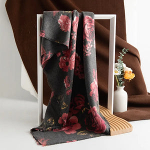 Autumn Rose Scarf in Dark Gray