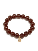 Load image into Gallery viewer, Glossy Glass Bead Stretch Bracelet in Brown

