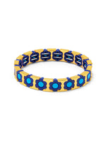 Load image into Gallery viewer, Flower Enamel Stretch Bracelet in Bright Blue
