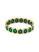 Load image into Gallery viewer, Flower Enamel Stretch Bracelet in Emerald
