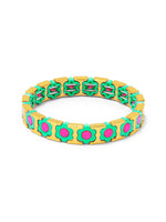 Load image into Gallery viewer, Flower Enamel Stretch Bracelet in Lime
