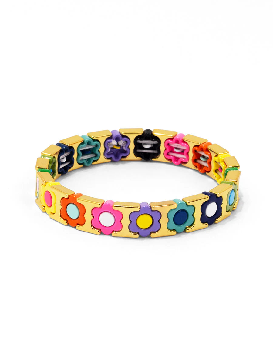 Flower Enamel Stretch Bracelet in Multi