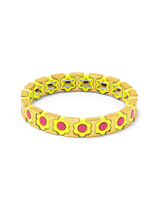Flower Enamel Stretch Bracelet in Yellow