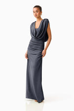 Load image into Gallery viewer, Marisol Cowl Neck Gown in Charcoal

